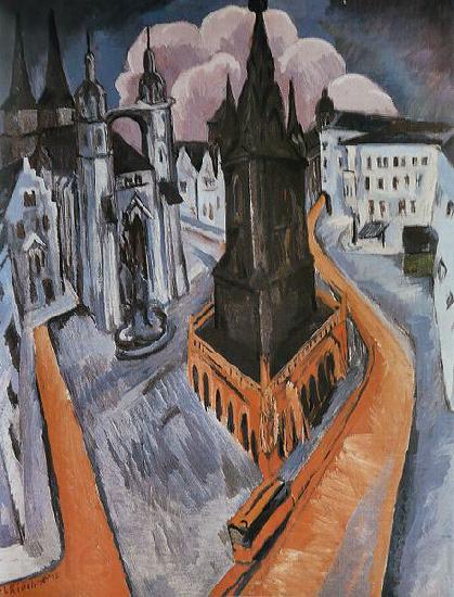 Ernst Ludwig Kirchner Der rote Turm in Halle Norge oil painting art